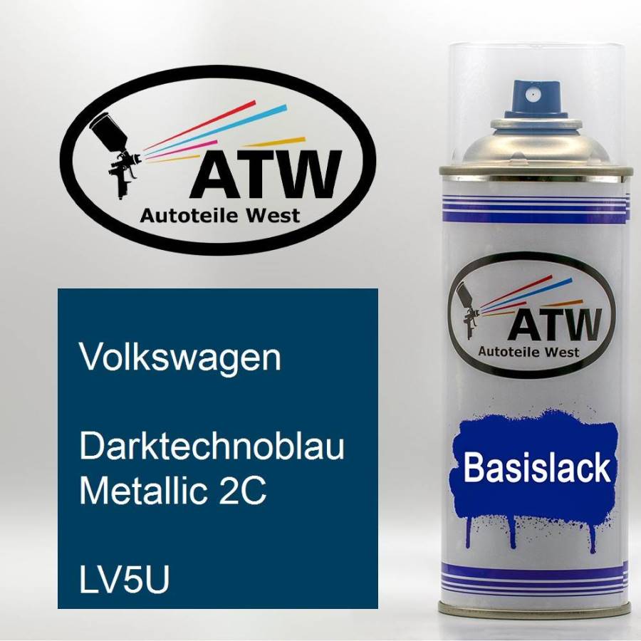 Volkswagen, Darktechnoblau Metallic 2C, LV5U: 400ml Sprühdose, von ATW Autoteile West.